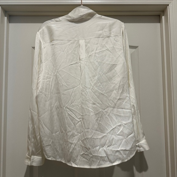 Quince Washable Stretch Silk Tie Neck Blouse in Ivory - Picture 9 of 10